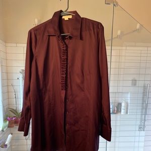 No Iron purple tunic ruffled Coldwater Creek 14